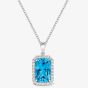 Tivon Classic 18ct White Gold Blue Topaz & Diamond Cluster Necklace PW-0882-BT