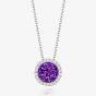 Tivon Classic 18ct White Gold Amethyst & Diamond Round Cluster Necklace PW-0849-AM