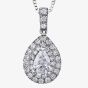 18ct White Gold 0.53ct Pear-cut Diamond Halo Cluster Pendant P3787W/53-18
