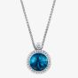 Geoghegan Satellite 18ct White Gold 3.50ct Blue Topaz & 0.28ct Diamond Cluster Pendant SAT18/W