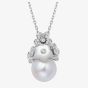 Fei Liu Alyssum 18ct White Gold Diamond 0.11ct & Pearl Cluster Pendant ALY-750W-304-MPPL