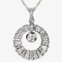 18ct White Gold 1.55ct Baguette & Brilliant Cut Diamond Open Circle Pendant LG212/PA