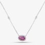 18ct White Gold 0.90ct Oval Cut Pink Sapphire & 0.19ct Brilliant Cut Diamond Halo Necklace NTX1695 18WG