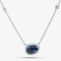 18ct White Gold 1.06ct Sapphire & Diamond Cluster Necklace NTX1661 18KW