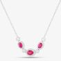 18ct White Gold 1.67ct Oval Cut Ruby & 0.68ct Brilliant Cut Diamond Halo Necklace N02990R 18KW