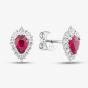 18ct White Gold 0.80ct Pear Cut Ruby & 0.28ct Brilliant Cut Diamond Stud Earrings LG238/PA(RU)