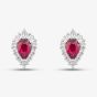 18ct White Gold 0.80ct Pear Cut Ruby & 0.28ct Brilliant Cut Diamond Stud Earrings LG238/PA(RU)