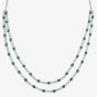 18ct White Gold Emerald & Diamond Two Row Necklace HSN1061(EM)