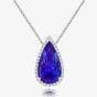 Tivon 18ct White Gold Pear-Cut Tanzanite and Diamond Cluster Necklace PW-0935-TZ