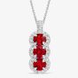 Tivon 18ct White Gold Ruby and Diamond Halo Cluster Necklace PW-0959-RB