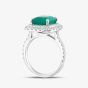 Platinum 6.07ct Emerald Cut Emerald & 1.04ct Brilliant Cut Diamond Halo Ring 17177