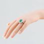 Platinum 6.07ct Emerald Cut Emerald & 1.04ct Brilliant Cut Diamond Halo Ring 17177