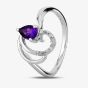9ct White Gold Pear-cut Amethyst and Diamond Swirl Ring TH014503R