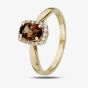 9ct Smoky Quartz And Diamond Cluster Ring GR533Y