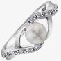 9ct White Gold Freshwater Pearl and Diamond Twist Ring 52D04WG-10