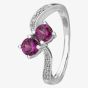 9ct White Gold Purple Rhodolite And Diamond Ring OJR0110F-PR 
