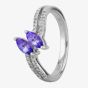 9ct White Gold Twin Marquise-cut Tanzanite and Diamond Shoulders Ring OJR0122C-T2A
