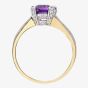 9ct Yellow Gold Emerald Cut Amethyst & 0.13ct Diamond Split Shoulder Ring PR06767Y AM