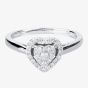 9ct White Gold 0.25ct Diamond Heart Cluster Ring TH014657R