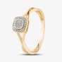 9ct Yellow Gold 0.05ct Diamond Pavé Square Cluster Promise Ring TH014658R