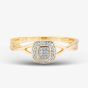 9ct Yellow Gold 0.05ct Diamond Pavé Square Cluster Promise Ring TH014658R