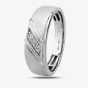 9ct White Gold Mens Matte And Polished Three Stone Diamond Wedding Ring TH014659R