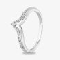 9ct White Gold 0.15ct Diamond Wishbone Ring TH014858R