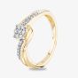 9ct Yellow Gold 0.15ct Diamond Cluster Twist Ring TH014860R