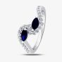 18ct White Gold Sapphire and Diamond Swirl Ring 9694/18W/DQ7S-0.16CT