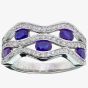 18ct White Gold Sapphire and Diamond Open Wave Ring 50G93WG-18 SAP