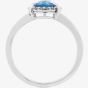 9ct White Gold Oval Claw Set Blue Topaz and Diamond Cluster Ring DBTR1448W