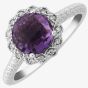 9ct White Gold Brilliant-Cut Amethyst and Diamond Cluster Ring DAR1444W