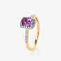 9ct Gold Cushion-cut Amethyst and Diamond Cluster Ring GR281M