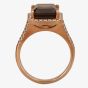 9ct Rose Gold Baguette Cut Smoky Quartz and Round Diamond Cluster Shouldered Ring R4099-119SM