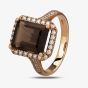 9ct Rose Gold Baguette Cut Smoky Quartz and Round Diamond Cluster Shouldered Ring R4099-119SM