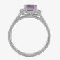9ct White Gold Cushion Cut Amethyst and Round Diamond Trilogy Ring R4365-55AM