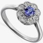 9ct White Gold Tanzanite and Diamond Vintage Cluster Ring E63663/5-TAN
