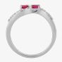 18ct White Gold Ruby and Diamond Wave Ring 9719/18W/DQ7R-0.13CT N