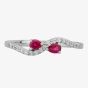 18ct White Gold Ruby and Diamond Wave Ring 9719/18W/DQ7R-0.13CT N