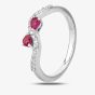 18ct White Gold Ruby and Diamond Wave Ring 9719/18W/DQ7R-0.13CT N