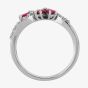 18ct White Gold Ruby and Diamond Wave Ring 9725/18W/DQ7R-0.14CT L