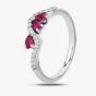 18ct White Gold Ruby and Diamond Wave Ring 9725/18W/DQ7R-0.14CT L