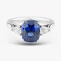Platinum 4.12ct Oval Cut Sapphire & 0.40ct Brilliant Cut Diamond Shoulder Set Solitaire Ring 10-80-465/25-10-150
