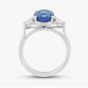 Platinum 4.12ct Oval Cut Sapphire & 0.40ct Brilliant Cut Diamond Shoulder Set Solitaire Ring 10-80-465/25-10-150