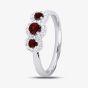 Platinum 0.20ct Ruby & 0.20ct Brilliant Cut Diamond Triple Cluster Ring 10334/PL/DQ10R