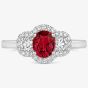 Tivon Platinum Ruby & Diamond Triple Cluster Ring RWP-1674-RB M 1/2