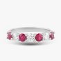 Platinum Brilliant Cut Ruby & Diamond Half Eternity Ring 32702G6 M