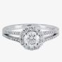 1888 Collection Platinum 1.20ct Certificated Brilliant Cut Diamond Split Shoulders Cluster Ring DSC64(5.5)0.70CT PLUS