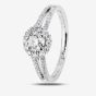1888 Collection Platinum Brilliant Cut 0.68ct Diamond Split Shoulders Cluster Ring DSC64