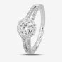 1888 Collection Platinum Brilliant Cut 0.89ct Diamond Split-Shoulders Cluster Ring DSC64